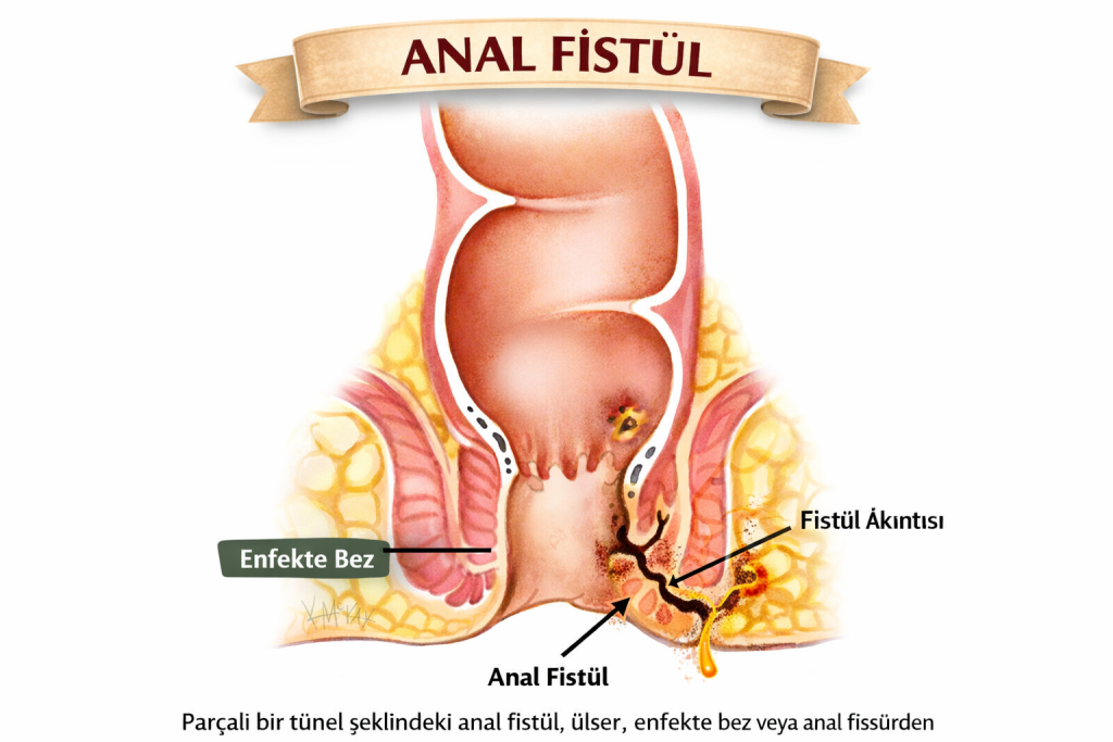 Anal fistül anatomik çizimi